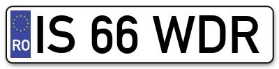 Placuta inmatriculare numar auto  IS-66-WDR, IS 66 WDR, IS66WDR