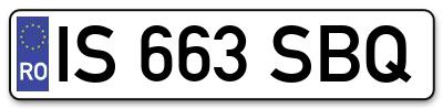 Placuta inmatriculare numar auto  IS-663-SBQ, IS 663 SBQ, IS663SBQ