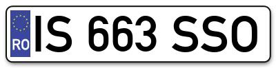 Placuta inmatriculare numar auto  IS-663-SSO, IS 663 SSO, IS663SSO