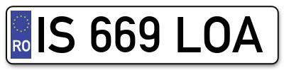 Placuta inmatriculare numar auto  IS-669-LOA, IS 669 LOA, IS669LOA
