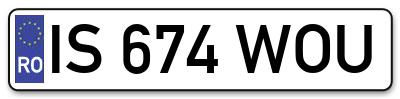 Placuta inmatriculare numar auto  IS-674-WOU, IS 674 WOU, IS674WOU