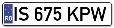 Placuta inmatriculare numar auto  IS-675-KPW, IS 675 KPW, IS675KPW
