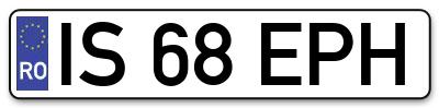 Placuta inmatriculare numar auto  IS-68-EPH, IS 68 EPH, IS68EPH