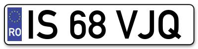 Placuta inmatriculare numar auto  IS-68-VJQ, IS 68 VJQ, IS68VJQ