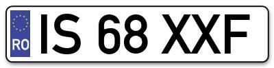 Placuta inmatriculare numar auto  IS-68-XXF, IS 68 XXF, IS68XXF