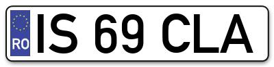 Placuta inmatriculare numar auto  IS-69-CLA, IS 69 CLA, IS69CLA