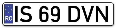 Placuta inmatriculare numar auto  IS-69-DVN, IS 69 DVN, IS69DVN