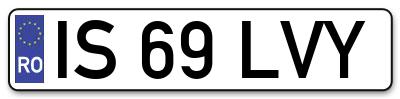 Placuta inmatriculare numar auto  IS-69-LVY, IS 69 LVY, IS69LVY