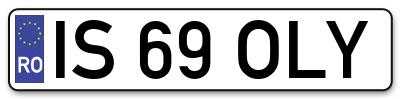 Placuta inmatriculare numar auto  IS-69-OLY, IS 69 OLY, IS69OLY