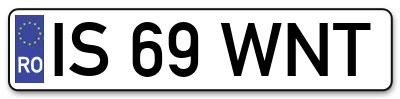 Placuta inmatriculare numar auto  IS-69-WNT, IS 69 WNT, IS69WNT