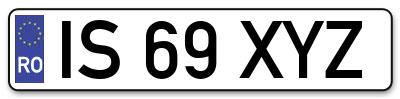 Placuta inmatriculare numar auto  IS-69-XYZ, IS 69 XYZ, IS69XYZ