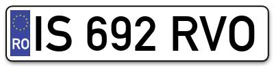Placuta inmatriculare numar auto  IS-692-RVO, IS 692 RVO, IS692RVO