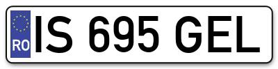 Placuta inmatriculare numar auto  IS-695-GEL, IS 695 GEL, IS695GEL