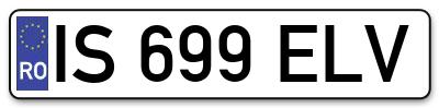 Placuta inmatriculare numar auto  IS-699-ELV, IS 699 ELV, IS699ELV