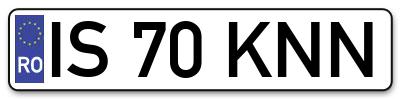 Placuta inmatriculare numar auto  IS-70-KNN, IS 70 KNN, IS70KNN