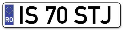 Placuta inmatriculare numar auto  IS-70-STJ, IS 70 STJ, IS70STJ