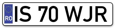 Placuta inmatriculare numar auto  IS-70-WJR, IS 70 WJR, IS70WJR
