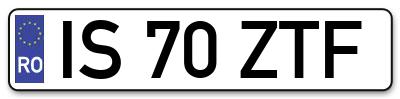Placuta inmatriculare numar auto  IS-70-ZTF, IS 70 ZTF, IS70ZTF