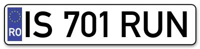 Placuta inmatriculare numar auto  IS-701-RUN, IS 701 RUN, IS701RUN