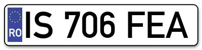 Placuta inmatriculare numar auto  IS-706-FEA, IS 706 FEA, IS706FEA
