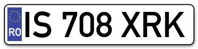 Placuta inmatriculare numar auto  IS-708-XRK, IS 708 XRK, IS708XRK