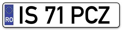 Placuta inmatriculare numar auto  IS-71-PCZ, IS 71 PCZ, IS71PCZ