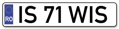 Placuta inmatriculare numar auto  IS-71-WIS, IS 71 WIS, IS71WIS
