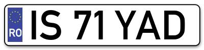 Placuta inmatriculare numar auto  IS-71-YAD, IS 71 YAD, IS71YAD