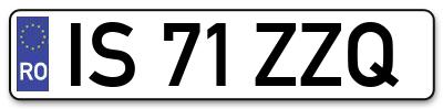 Placuta inmatriculare numar auto  IS-71-ZZQ, IS 71 ZZQ, IS71ZZQ