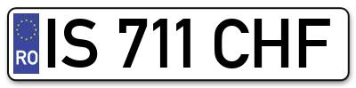 Placuta inmatriculare numar auto  IS-711-CHF, IS 711 CHF, IS711CHF