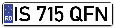 Placuta inmatriculare numar auto  IS-715-QFN, IS 715 QFN, IS715QFN
