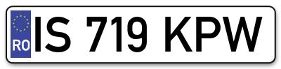Placuta inmatriculare numar auto  IS-719-KPW, IS 719 KPW, IS719KPW