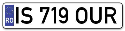 Placuta inmatriculare numar auto  IS-719-OUR, IS 719 OUR, IS719OUR