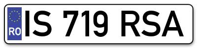 Placuta inmatriculare numar auto  IS-719-RSA, IS 719 RSA, IS719RSA