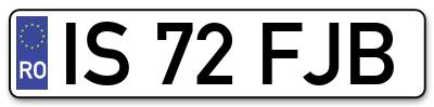 Placuta inmatriculare numar auto  IS-72-FJB, IS 72 FJB, IS72FJB