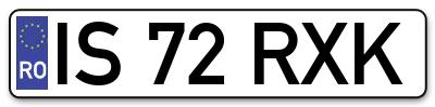 Placuta inmatriculare numar auto  IS-72-RXK, IS 72 RXK, IS72RXK