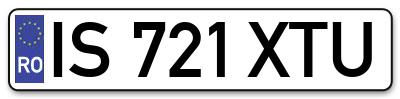 Placuta inmatriculare numar auto  IS-721-XTU, IS 721 XTU, IS721XTU