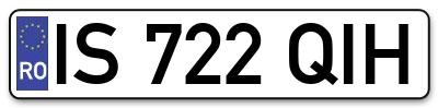 Placuta inmatriculare numar auto  IS-722-QIH, IS 722 QIH, IS722QIH