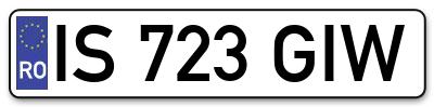 Placuta inmatriculare numar auto  IS-723-GIW, IS 723 GIW, IS723GIW