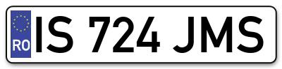 Placuta inmatriculare numar auto  IS-724-JMS, IS 724 JMS, IS724JMS