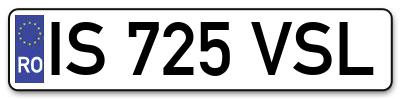 Placuta inmatriculare numar auto  IS-725-VSL, IS 725 VSL, IS725VSL