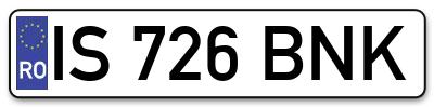 Placuta inmatriculare numar auto  IS-726-BNK, IS 726 BNK, IS726BNK