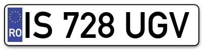 Placuta inmatriculare numar auto  IS-728-UGV, IS 728 UGV, IS728UGV