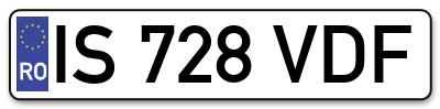 Placuta inmatriculare numar auto  IS-728-VDF, IS 728 VDF, IS728VDF