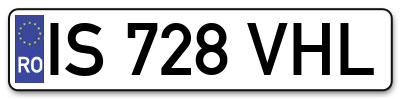 Placuta inmatriculare numar auto  IS-728-VHL, IS 728 VHL, IS728VHL
