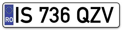Placuta inmatriculare numar auto  IS-736-QZV, IS 736 QZV, IS736QZV