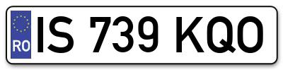 Placuta inmatriculare numar auto  IS-739-KQO, IS 739 KQO, IS739KQO