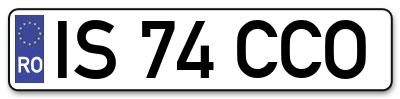 Placuta inmatriculare numar auto  IS-74-CCO, IS 74 CCO, IS74CCO