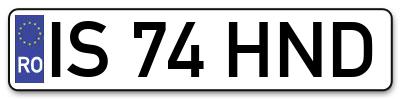 Placuta inmatriculare numar auto  IS-74-HND, IS 74 HND, IS74HND