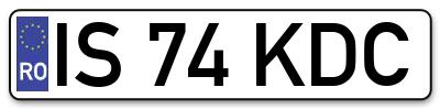 Placuta inmatriculare numar auto  IS-74-KDC, IS 74 KDC, IS74KDC